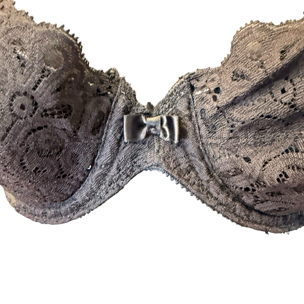 Vintage Wonderbra‎ 38B Bra Black Lace Satin Shiny Second Skin Push Up Padded - Picture 5 of 7